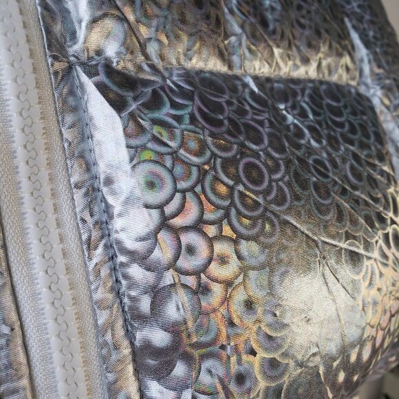 Silver Shine Holographic Crop Puffer Vest Rave Gem Y2K Style Zip + Side Strings - Picture 5 of 12